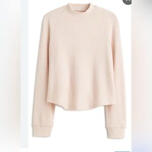 Madewell Cream/Pink Crew Neck Thermal Knit Classic